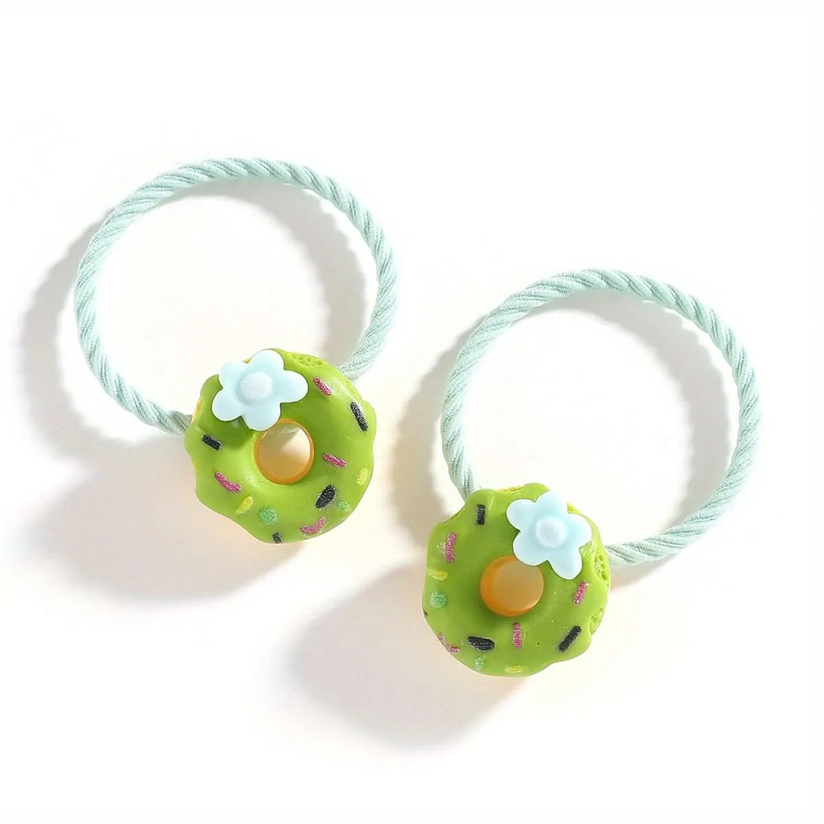 10PCS Donut Flower Resin Hair Ties Set