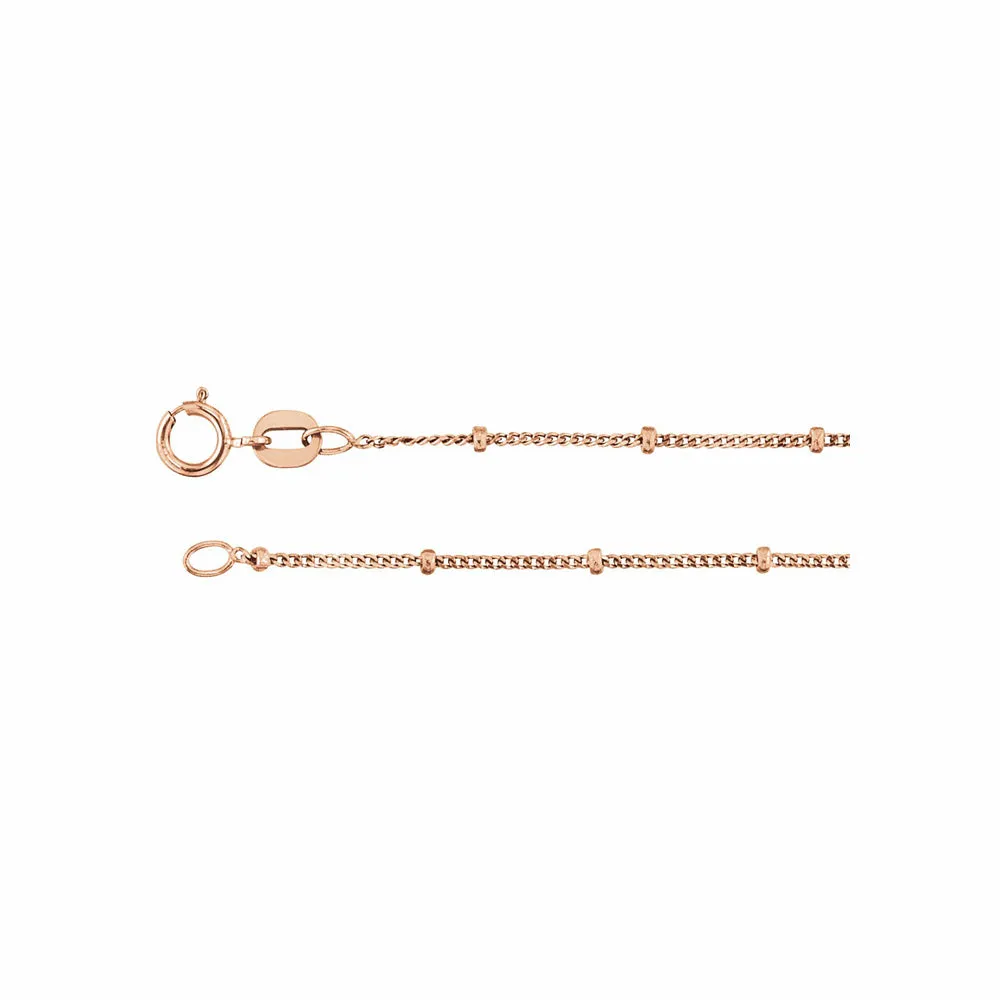 14k Gold Solid Beaded Curb Chain