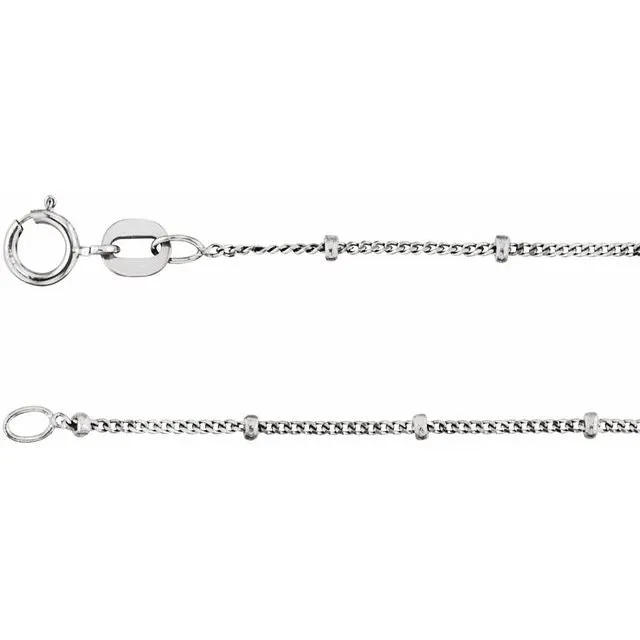 14k Gold Solid Beaded Curb Chain