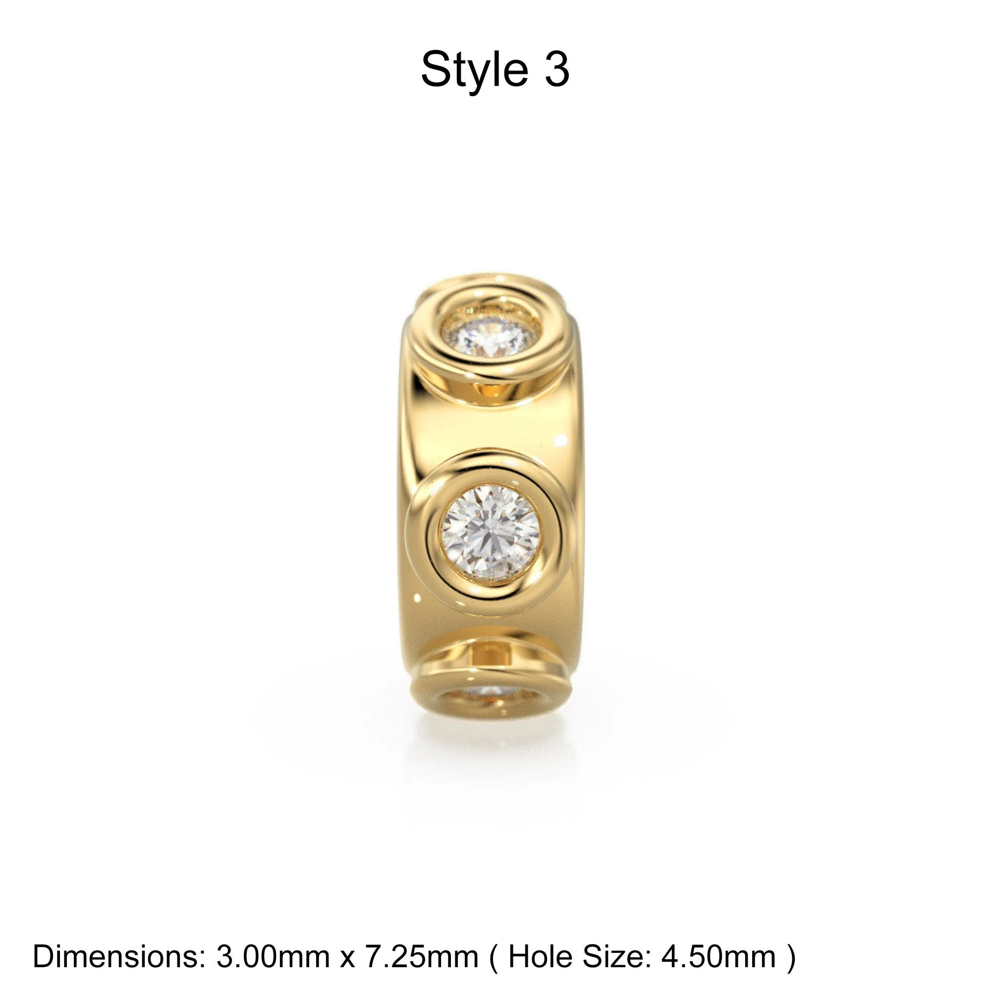 14K Solid Italian Gold Diamond Rondels, Charm Rondel, Diamonds, Bezel Diamonds, Pave set Diamonds, Beaded Texture Rondelle spacer charms