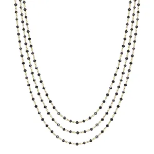18K Gold Three Strand Black Diamond Chain