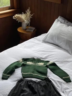 1940s Novelty Wool Cropped Knit Sweater