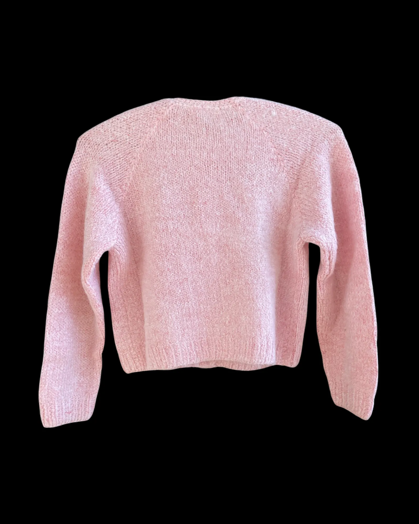 1950s Bubblegum Pink Fuzzy Monogrammed Cardigan