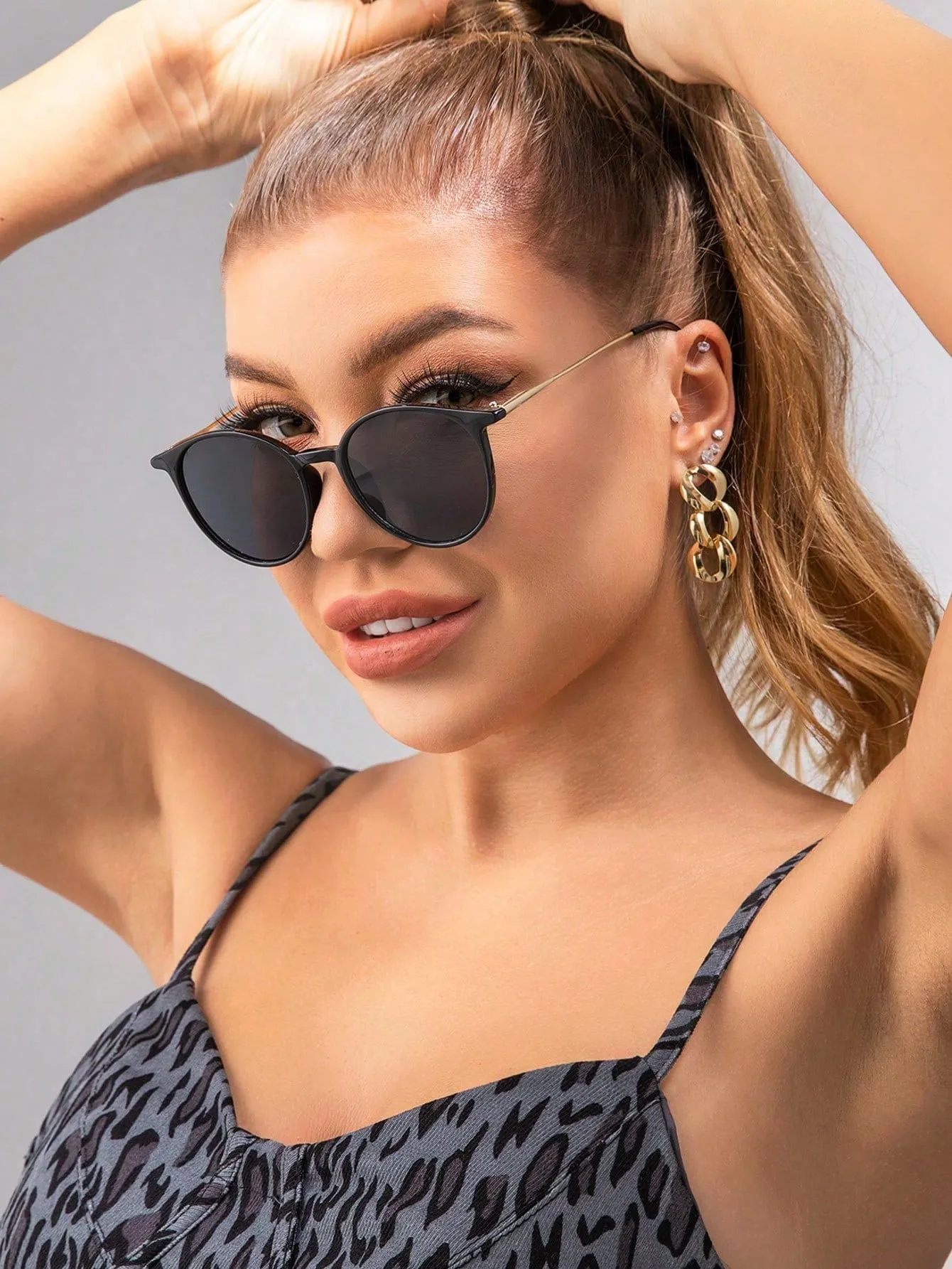 1pc Round Frame Vintage Boho Sunglasses