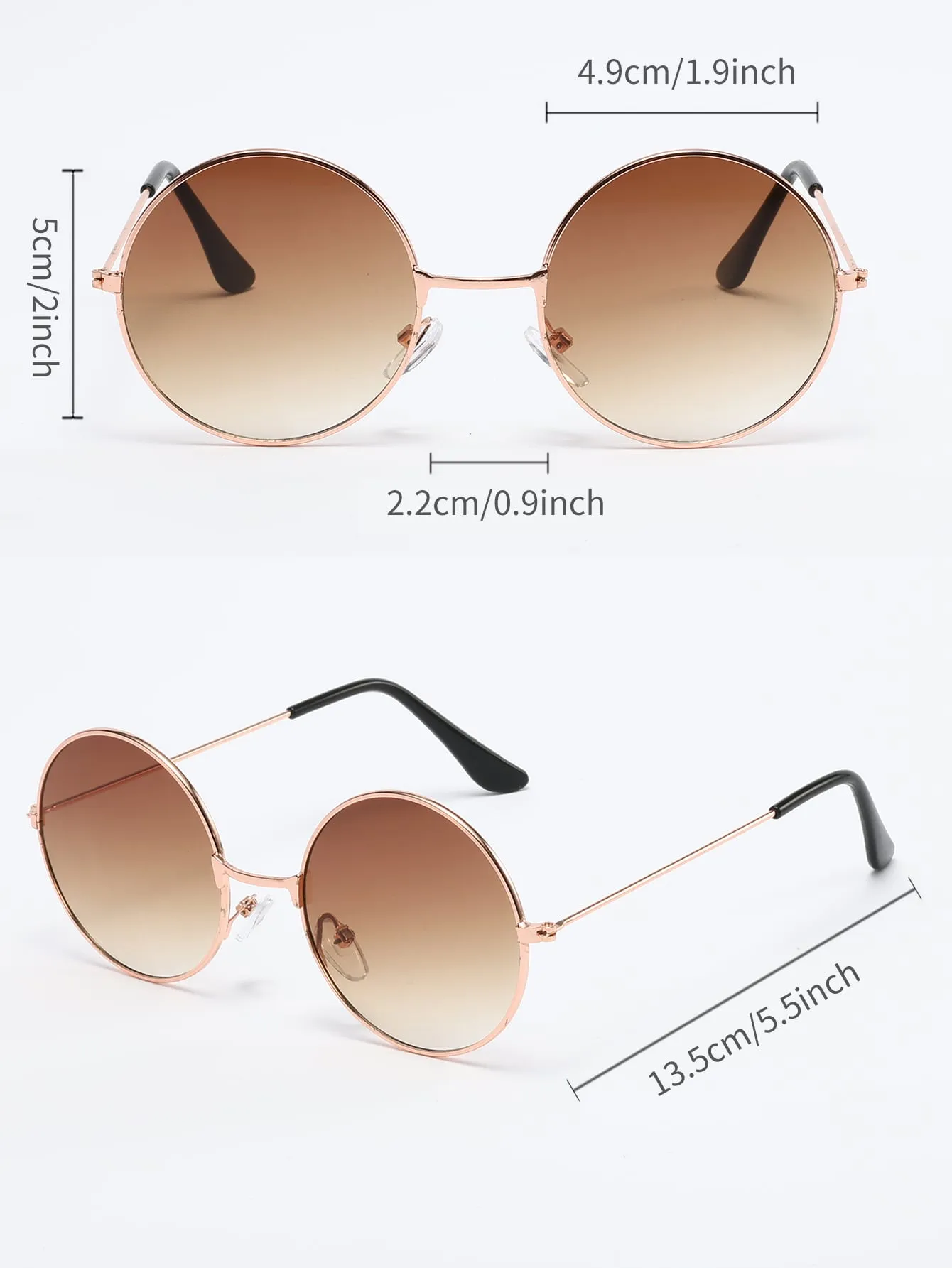 1pc Round Metal Decor Sunglasses