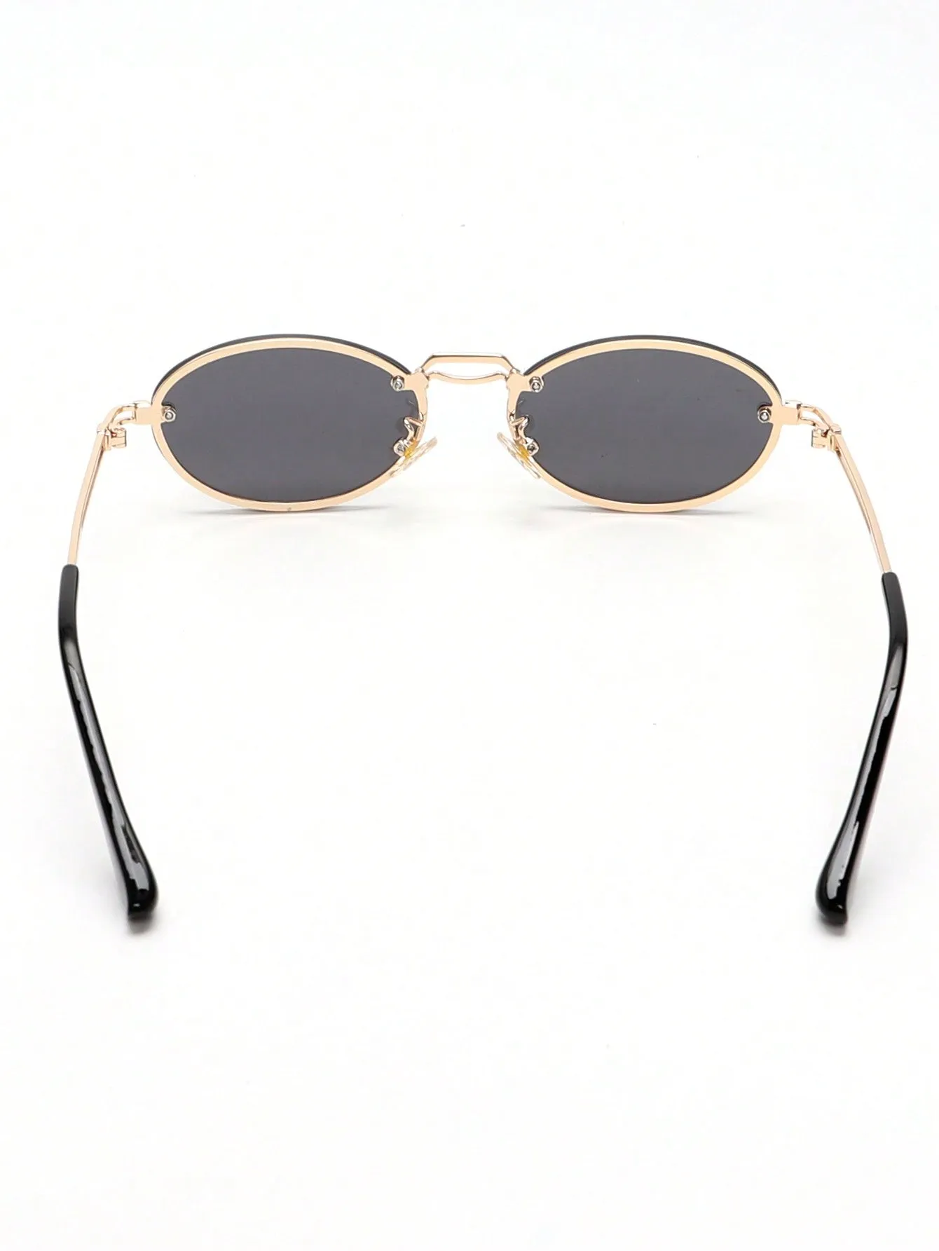 1pc Vintage Small Oval Frame Metal Sunglasses