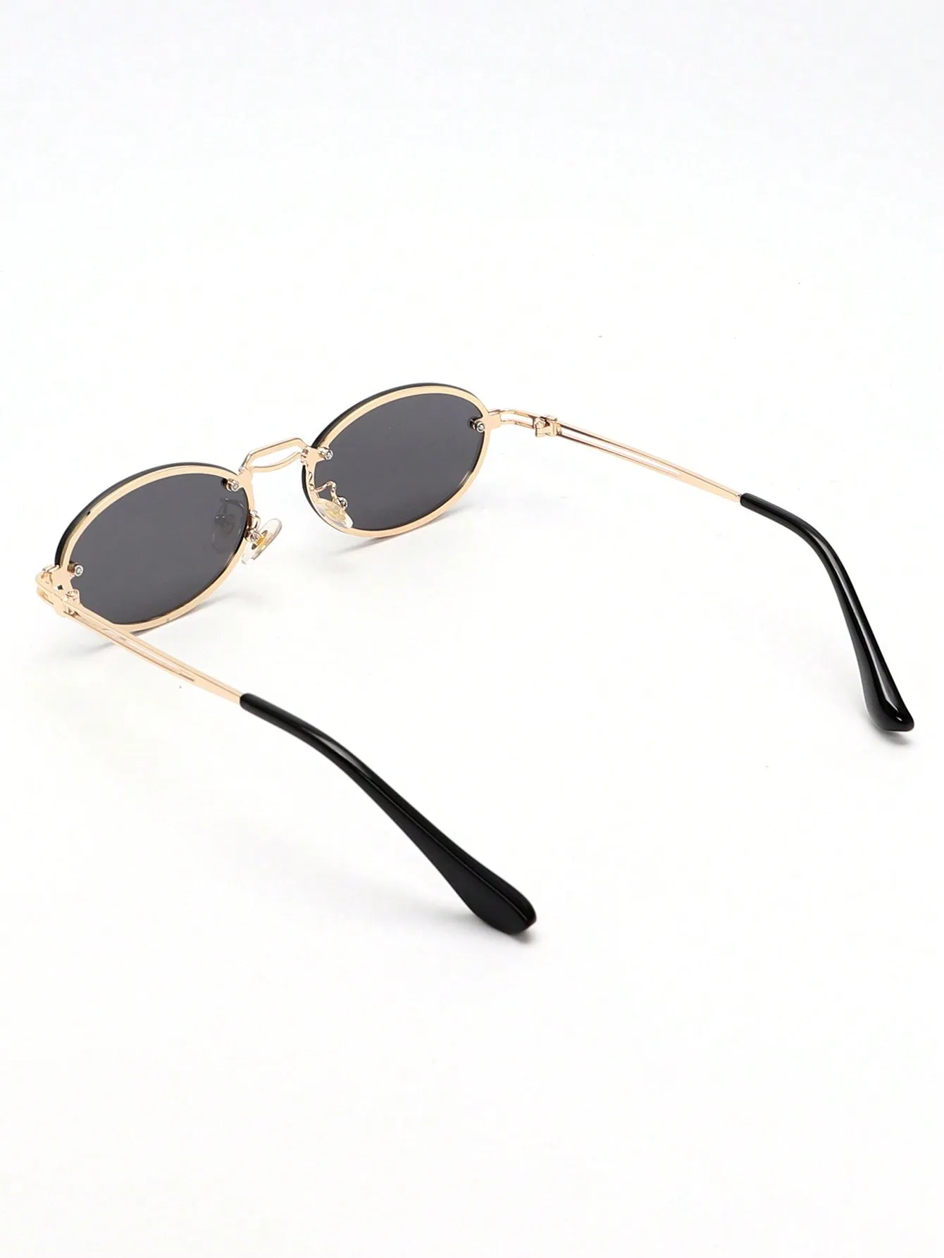 1pc Vintage Small Oval Frame Metal Sunglasses