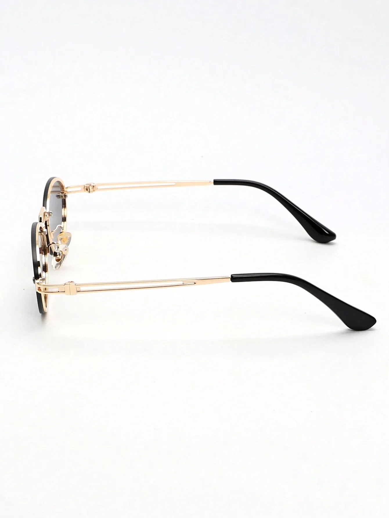 1pc Vintage Small Oval Frame Metal Sunglasses