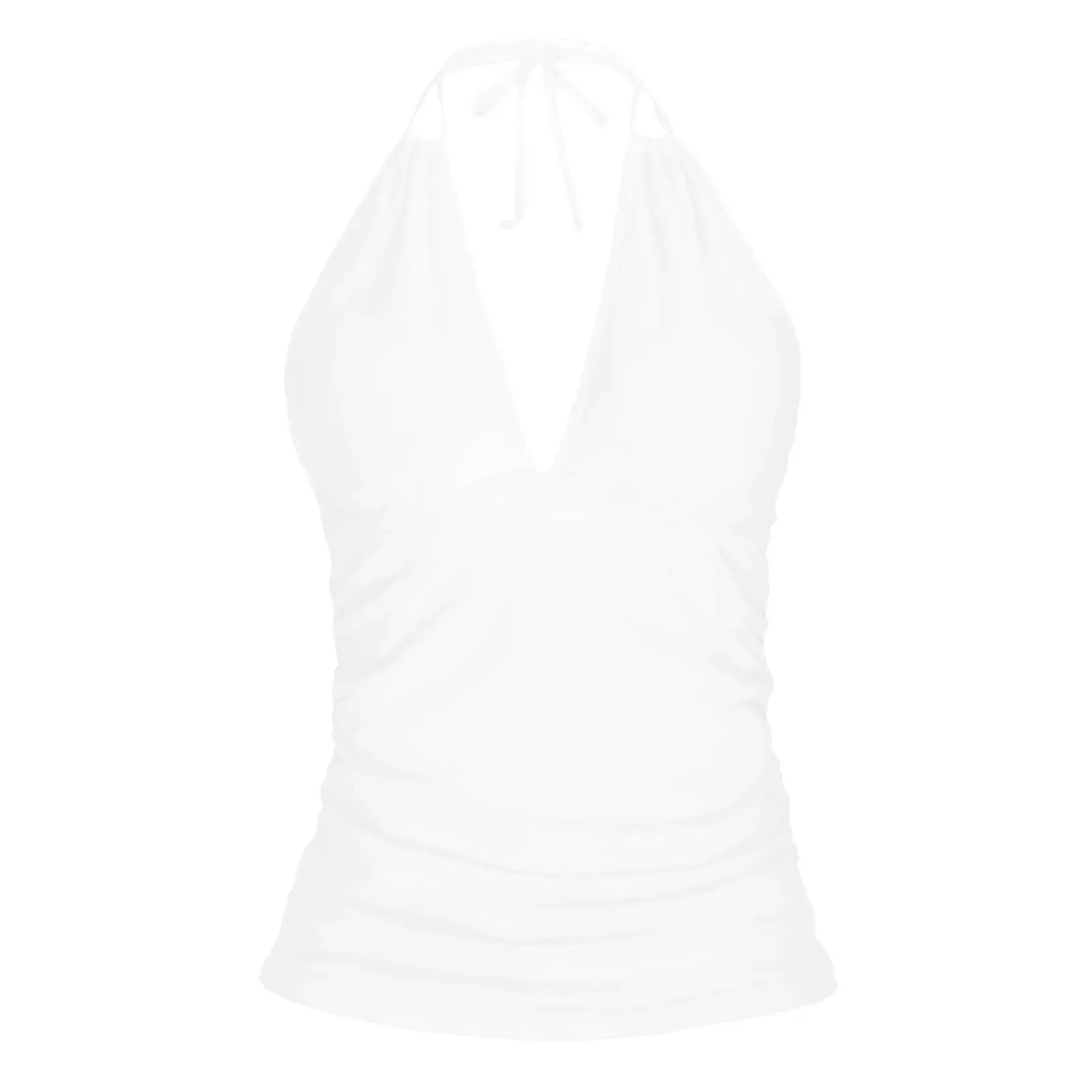 2025 New Women Halter Tankini Top Sexy V-Neck Swimsuit Tops Spring Summer Solid Color Swimwear Vest Female Beachwear
