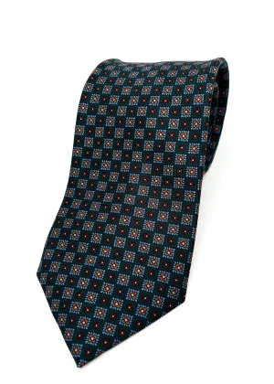 $230 E. MARINELLA - NAPOLI *Hand Made* Forest Green Silk Medallion 3.5" - Tie