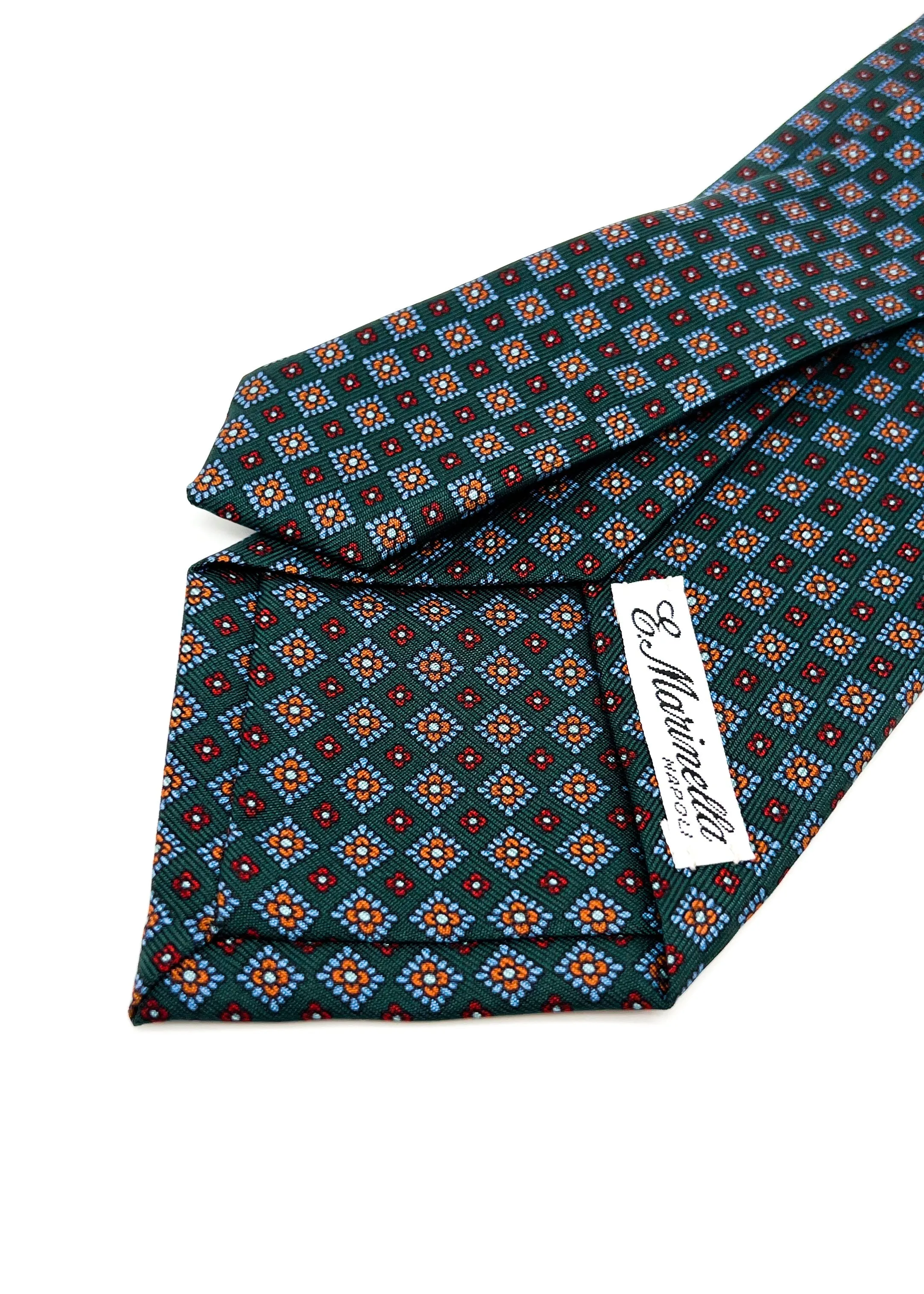 $230 E. MARINELLA - NAPOLI *Hand Made* Forest Green Silk Medallion 3.5" - Tie