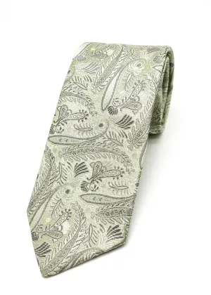 $235 ISAIA - * 7-Fold * Napoli Green Tonal Paisley Tie 3.25" - Tie
