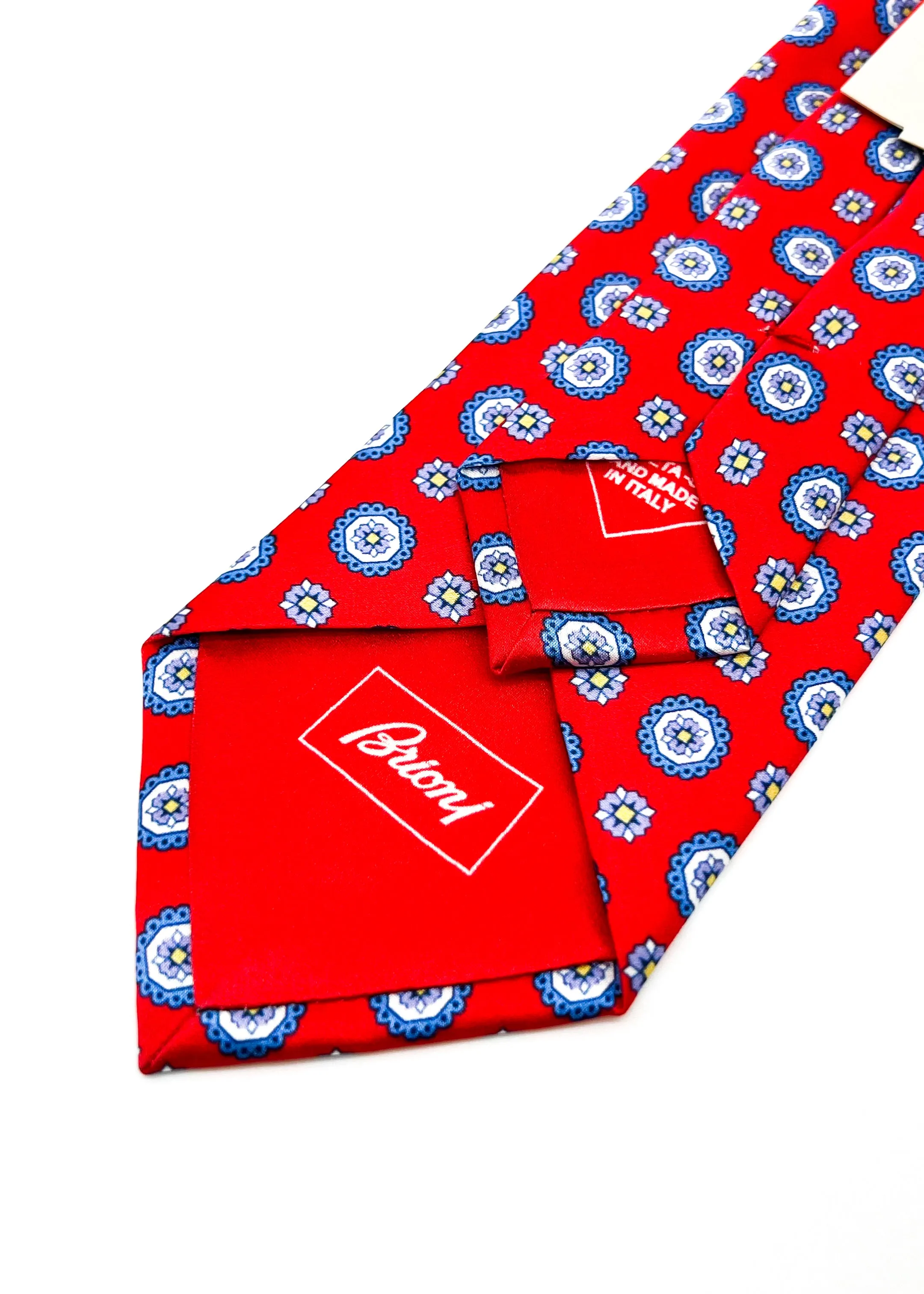 $240 BRIONI - Red & Blue Medallion Tie Silk 3" - Tie