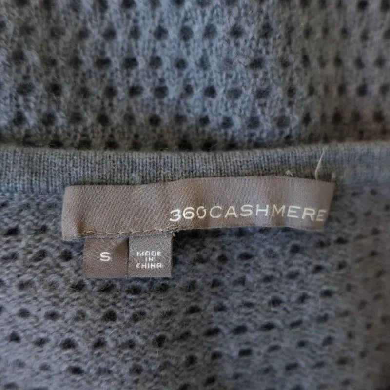 360 Cashmere Sweater Blue Perforated Knit Size Small Raglan Pullover