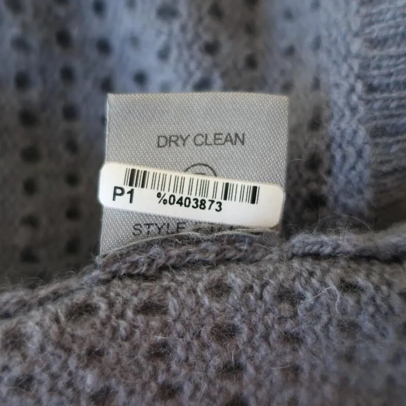 360 Cashmere Sweater Blue Perforated Knit Size Small Raglan Pullover