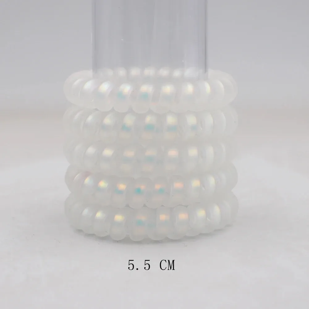 5Pcs/Set Fashion Matt Solid Telephone Wire Elastic Hair Bands - Frosted Spiral Cord Rubber Hair Ties for Stretch Headbands