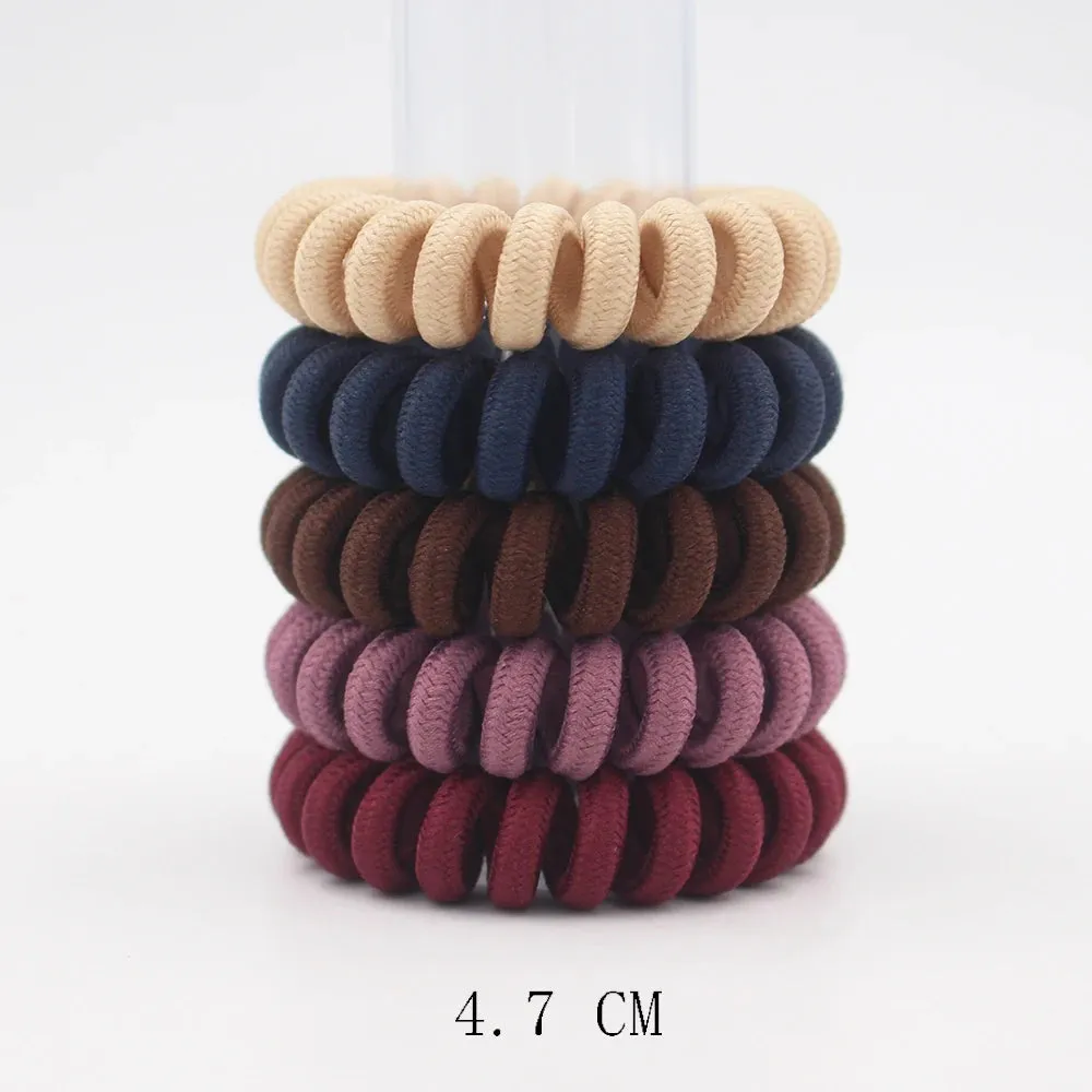5Pcs/Set Fashion Matt Solid Telephone Wire Elastic Hair Bands - Frosted Spiral Cord Rubber Hair Ties for Stretch Headbands