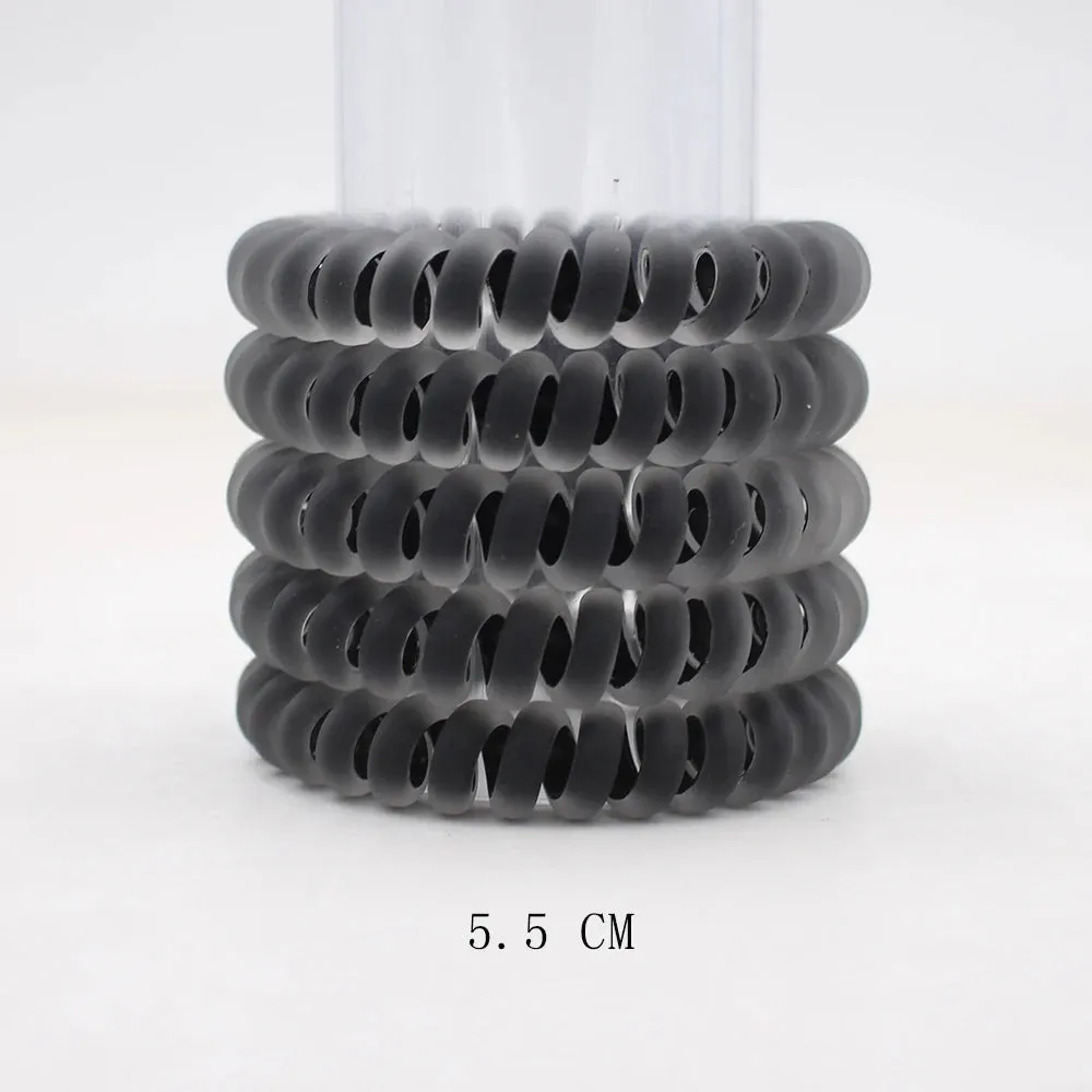5Pcs/Set Fashion Matt Solid Telephone Wire Elastic Hair Bands - Frosted Spiral Cord Rubber Hair Ties for Stretch Headbands