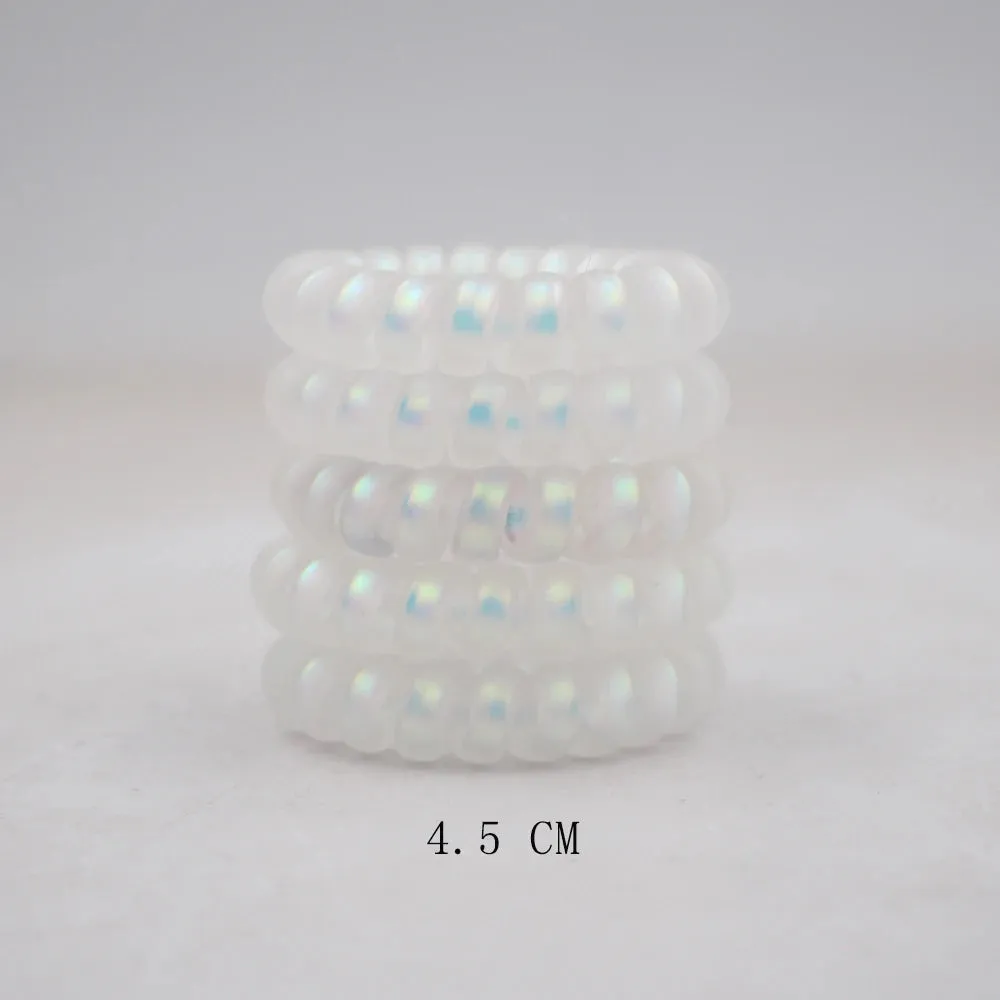 5Pcs/Set Fashion Matt Solid Telephone Wire Elastic Hair Bands - Frosted Spiral Cord Rubber Hair Ties for Stretch Headbands