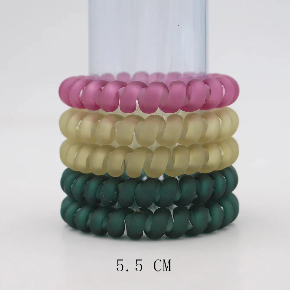 5Pcs/Set Fashion Matt Solid Telephone Wire Elastic Hair Bands - Frosted Spiral Cord Rubber Hair Ties for Stretch Headbands
