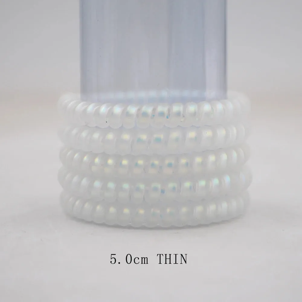 5Pcs/Set Fashion Matt Solid Telephone Wire Elastic Hair Bands - Frosted Spiral Cord Rubber Hair Ties for Stretch Headbands