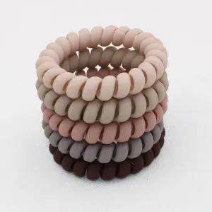 5Pcs/Set Fashion Matt Solid Telephone Wire Elastic Hair Bands - Frosted Spiral Cord Rubber Hair Ties for Stretch Headbands