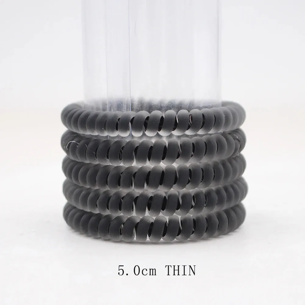 5Pcs/Set Fashion Matt Solid Telephone Wire Elastic Hair Bands - Frosted Spiral Cord Rubber Hair Ties for Stretch Headbands