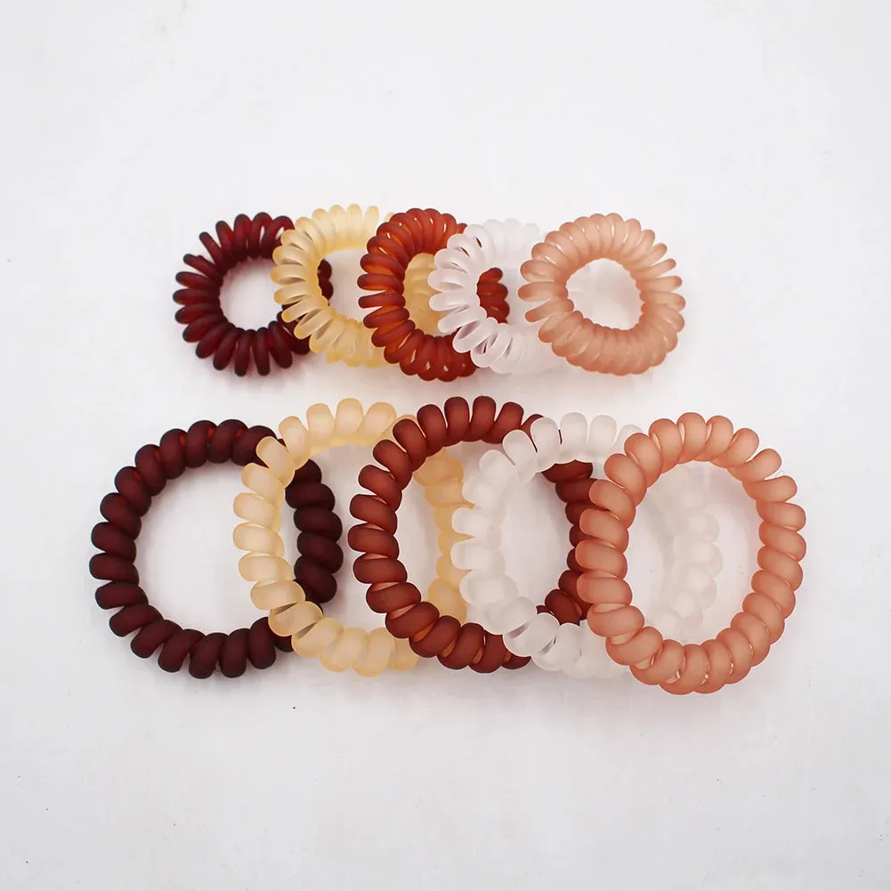 5Pcs/Set Fashion Matt Solid Telephone Wire Elastic Hair Bands - Frosted Spiral Cord Rubber Hair Ties for Stretch Headbands