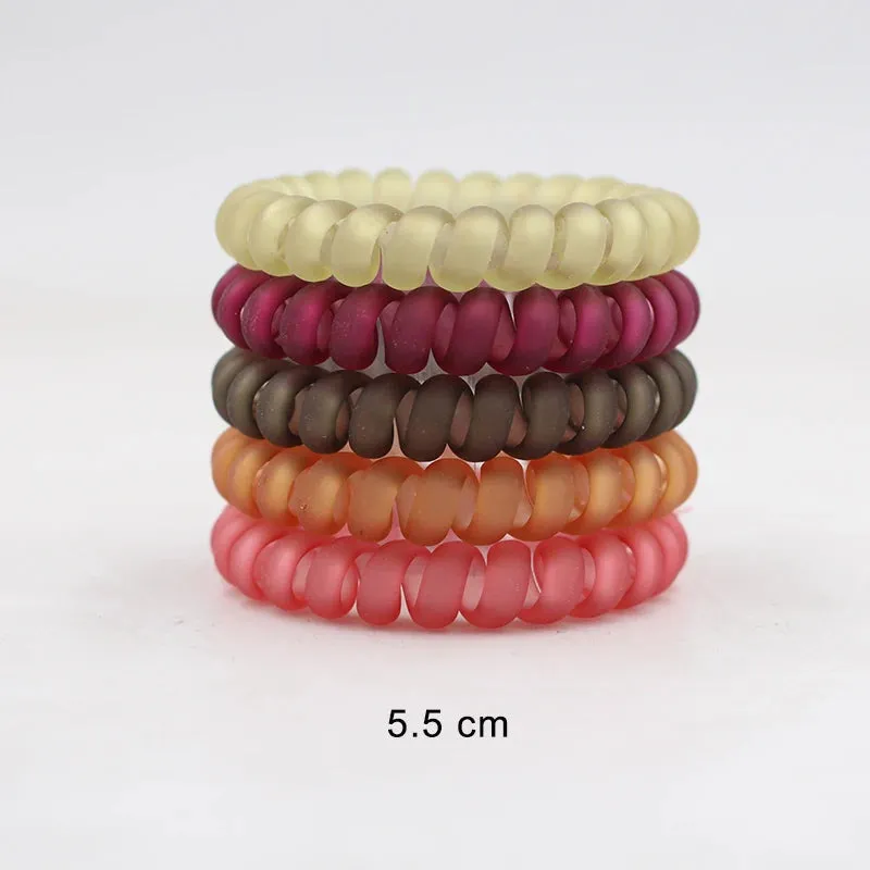 5Pcs/Set Fashion Matt Solid Telephone Wire Elastic Hair Bands - Frosted Spiral Cord Rubber Hair Ties for Stretch Headbands