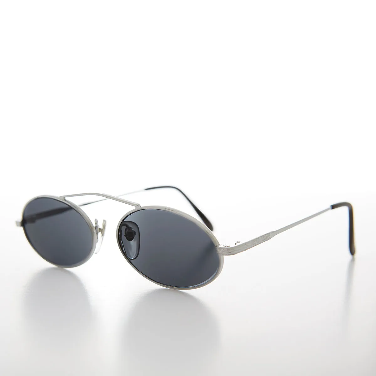 90s Oval Metal Aviator Sunglass with Floating Cross Bar - Avery