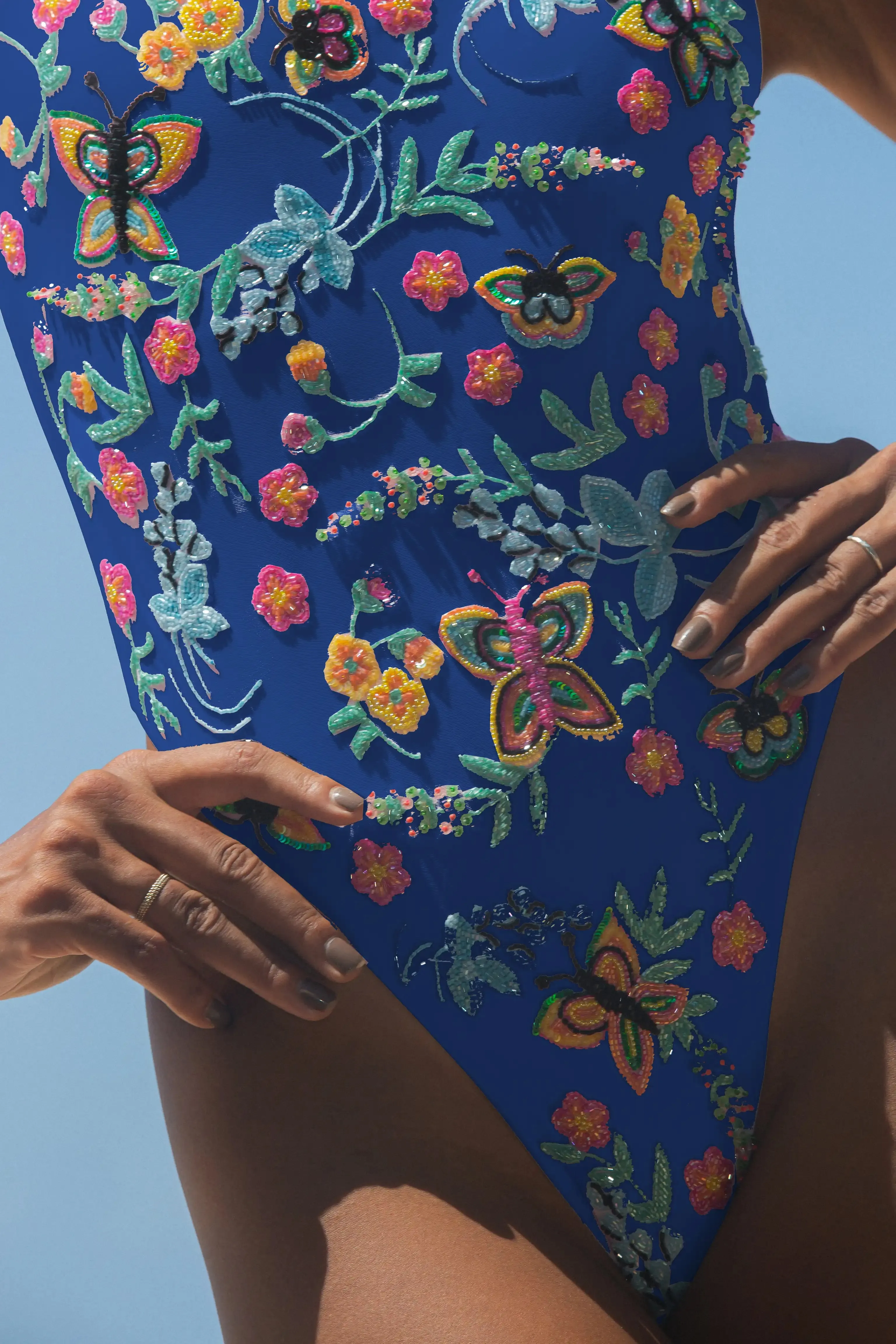 Alabama Floral Hand Embroidered One Piece Swimsuit