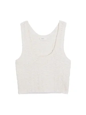A.L.C. Thalia Bouclé Knit Top in Natural/White Stripe