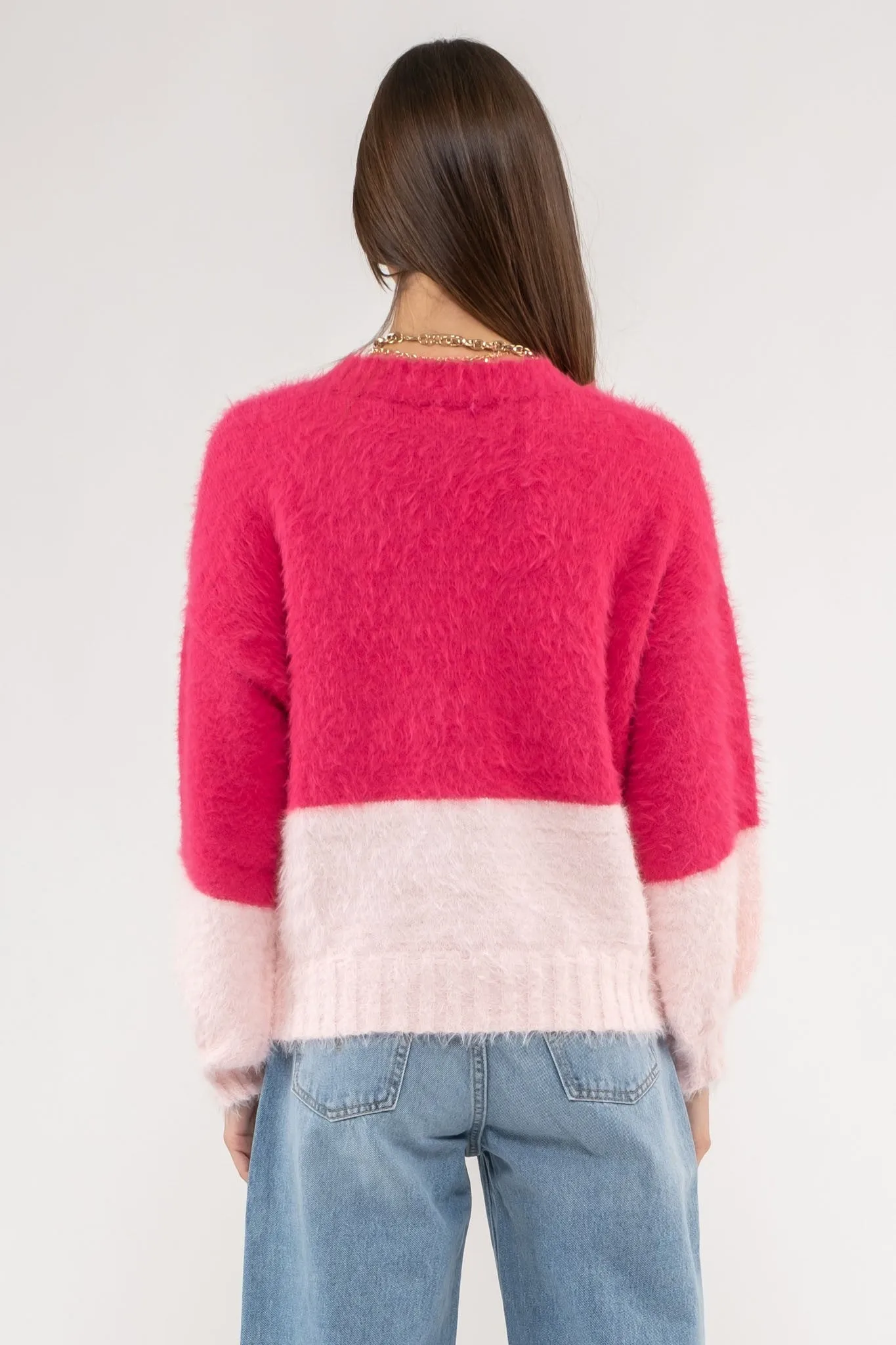Alice- Horizontal Split Fuzzy Sweater