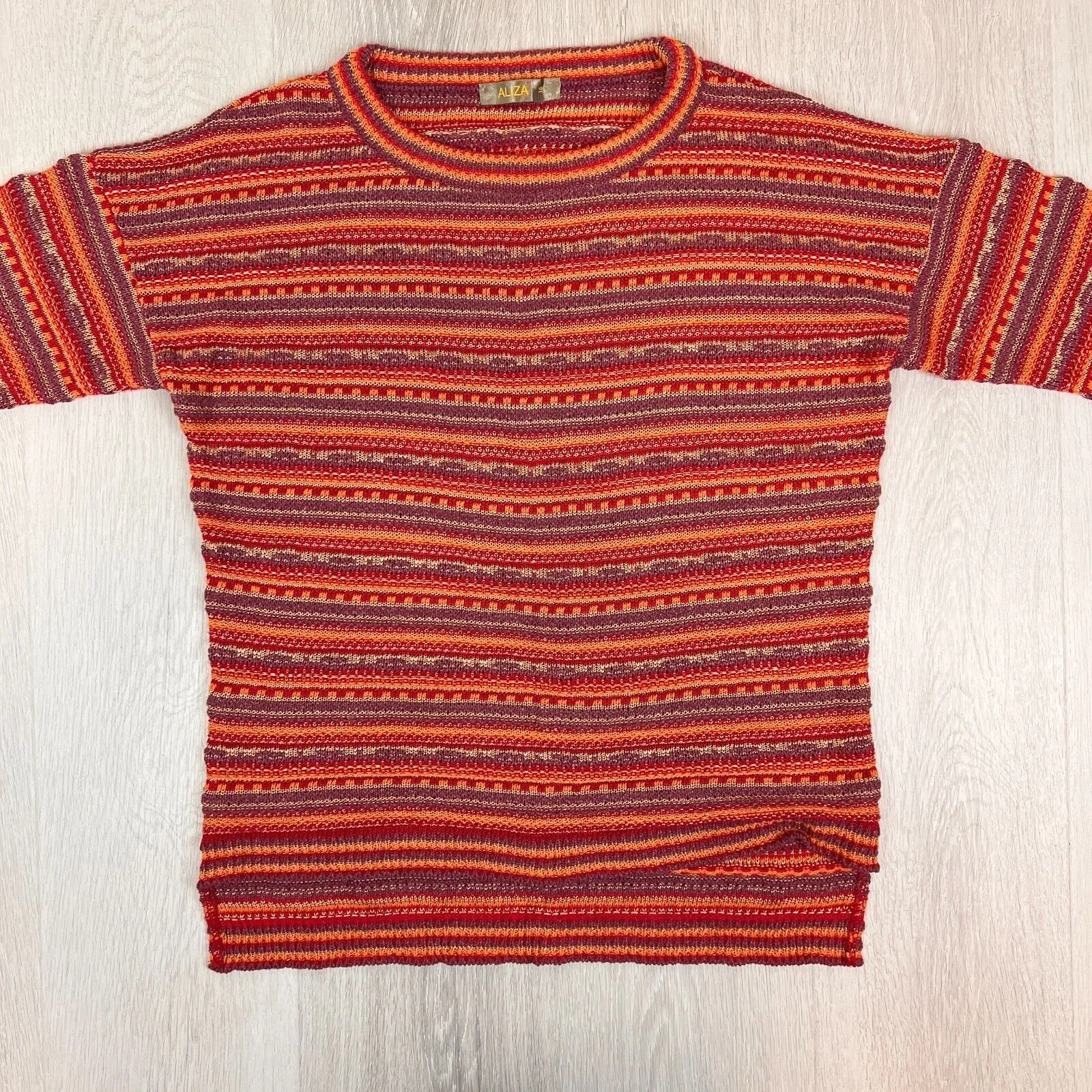 Aliza Womens Striped Knitted Pullover Sweater Jumper Size 16