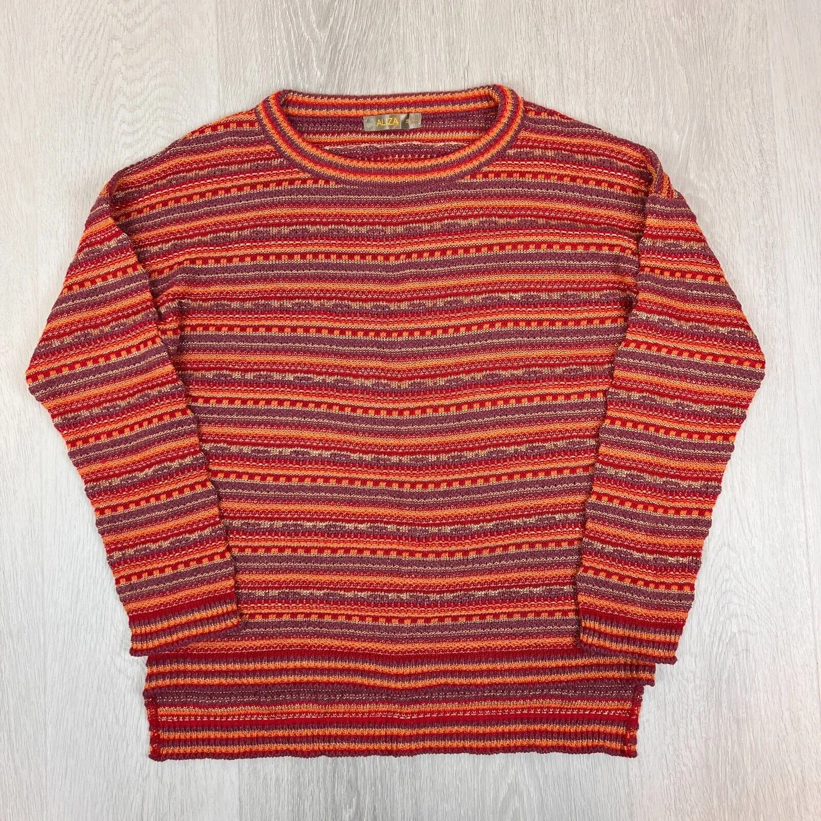 Aliza Womens Striped Knitted Pullover Sweater Jumper Size 16