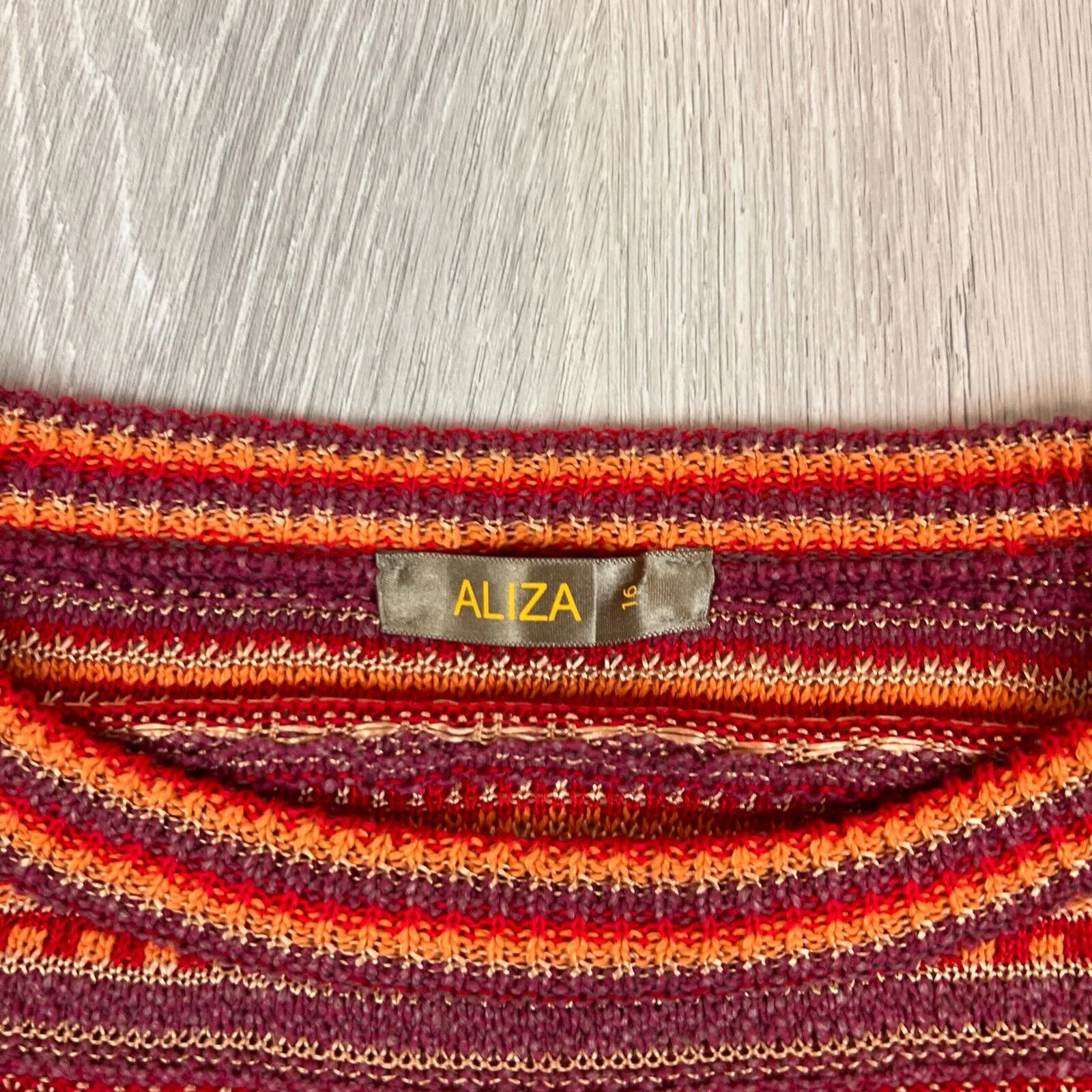 Aliza Womens Striped Knitted Pullover Sweater Jumper Size 16