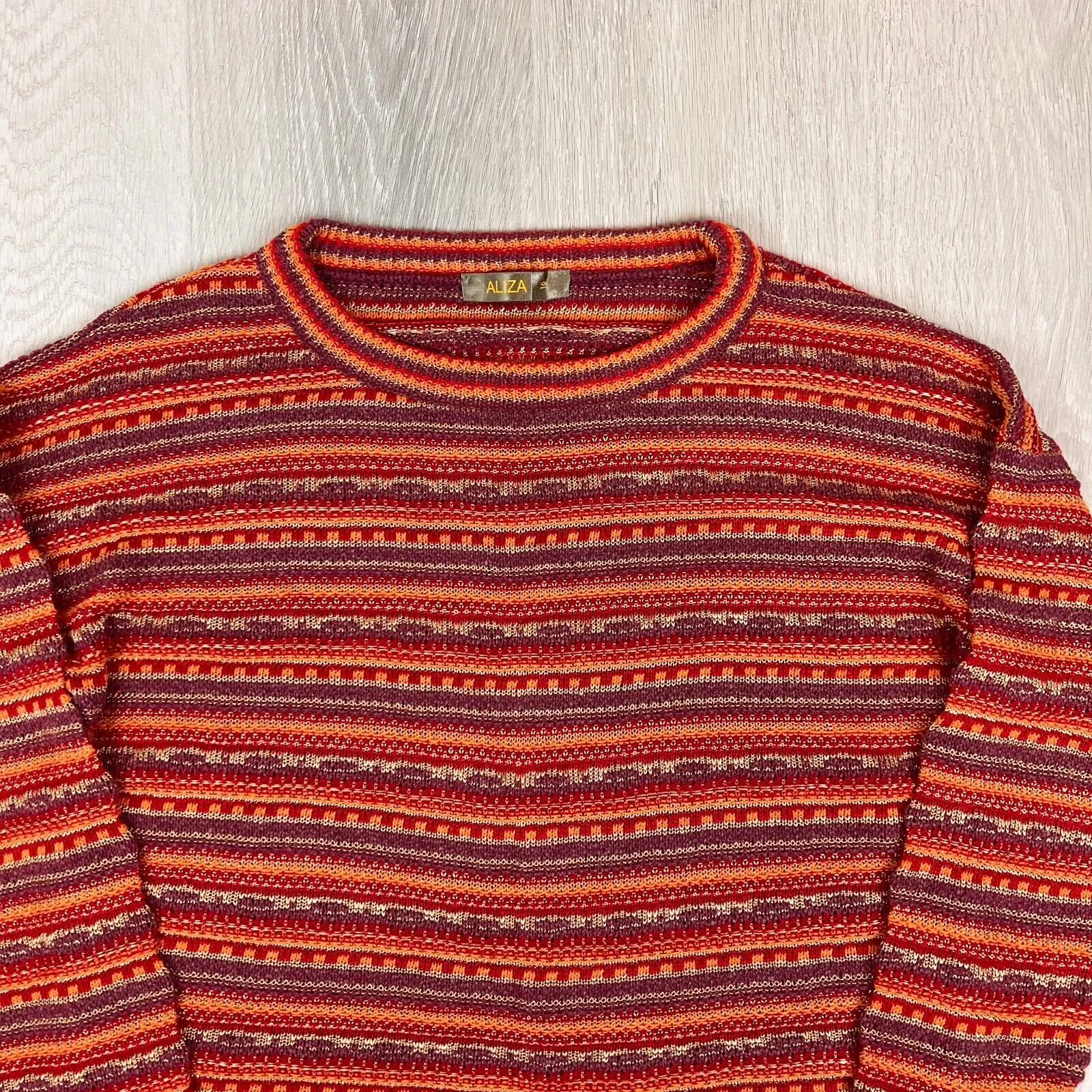 Aliza Womens Striped Knitted Pullover Sweater Jumper Size 16