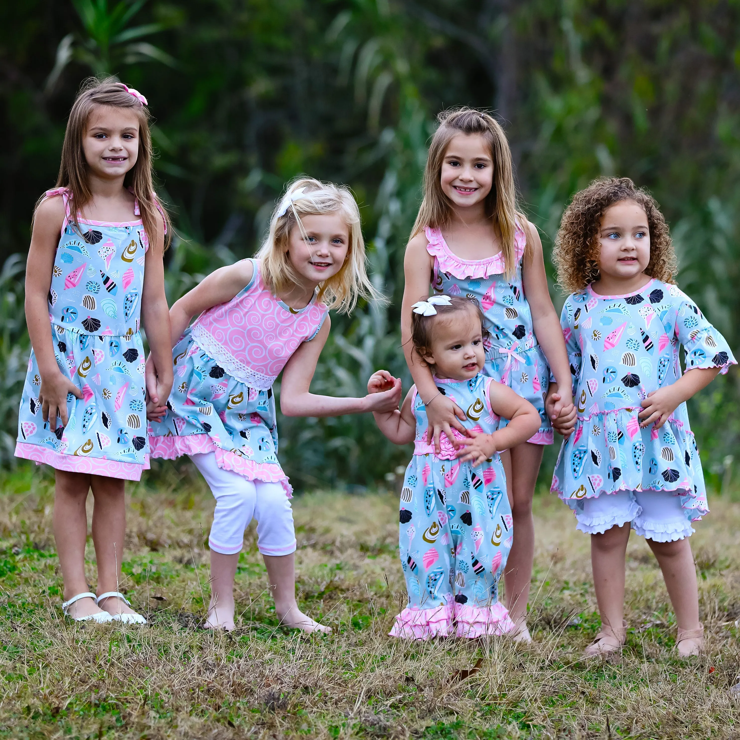 AnnLoren Little & Big Girls Seashells Spaghetti Straps Cotton Knit Summer Beach Dress