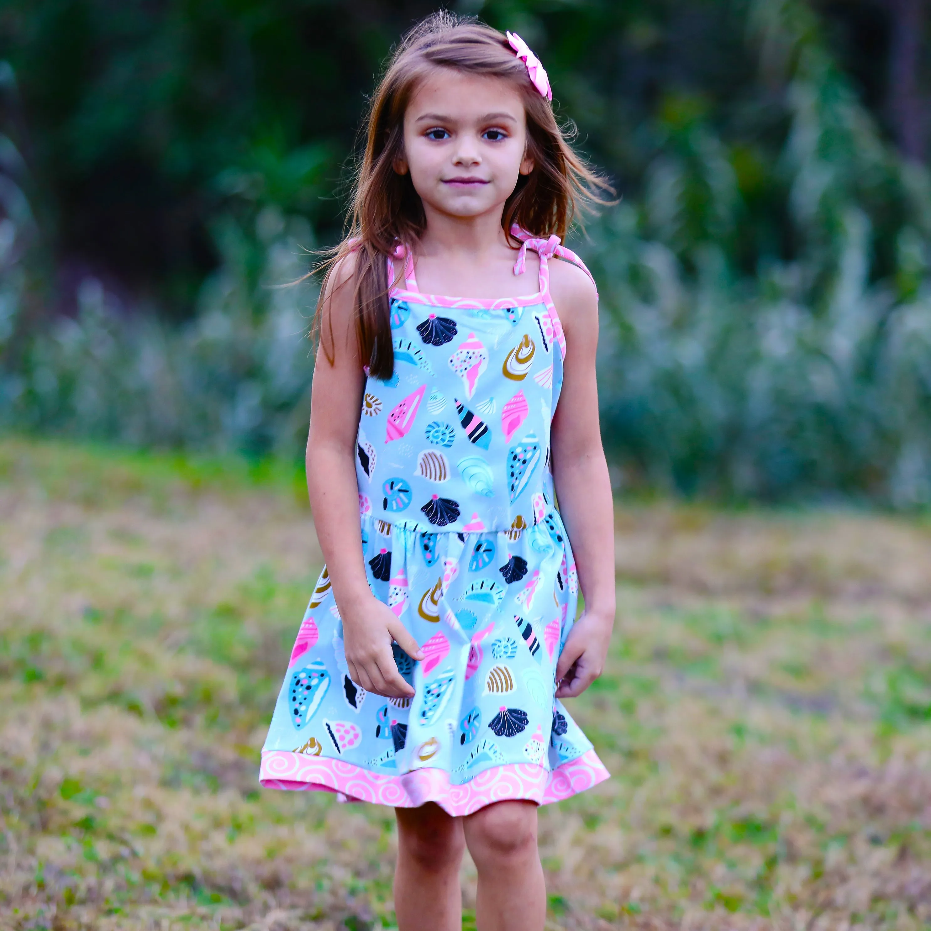 AnnLoren Little & Big Girls Seashells Spaghetti Straps Cotton Knit Summer Beach Dress
