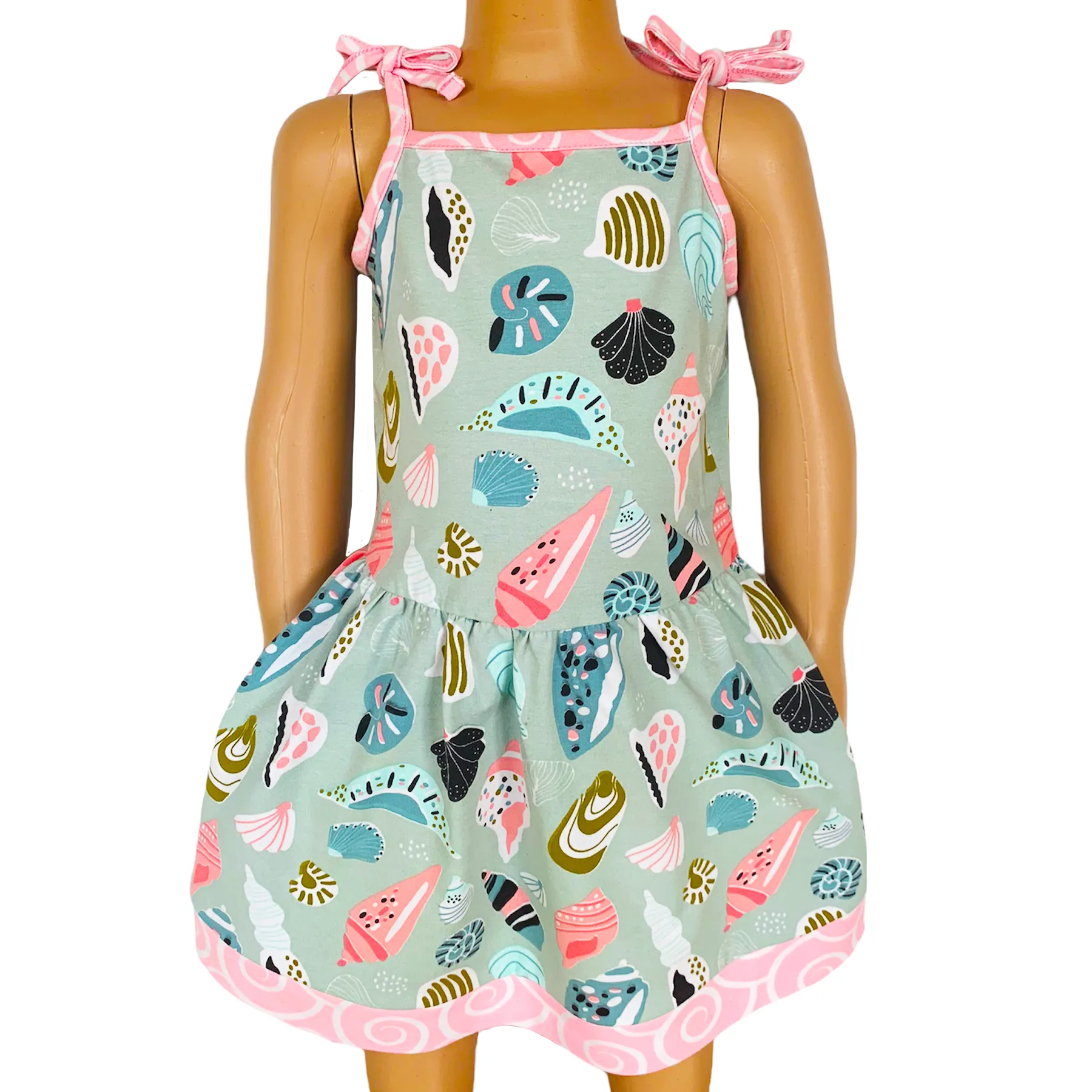 AnnLoren Little & Big Girls Seashells Spaghetti Straps Cotton Knit Summer Beach Dress