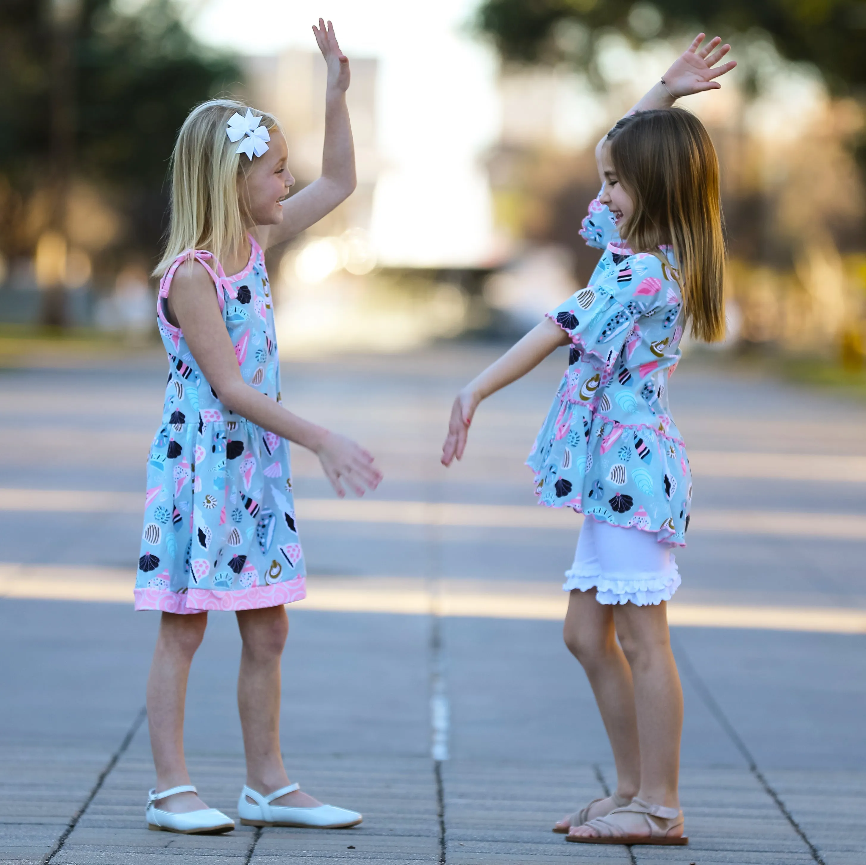 AnnLoren Little & Big Girls Seashells Spaghetti Straps Cotton Knit Summer Beach Dress