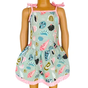 AnnLoren Little & Big Girls Seashells Spaghetti Straps Cotton Knit Summer Beach Dress