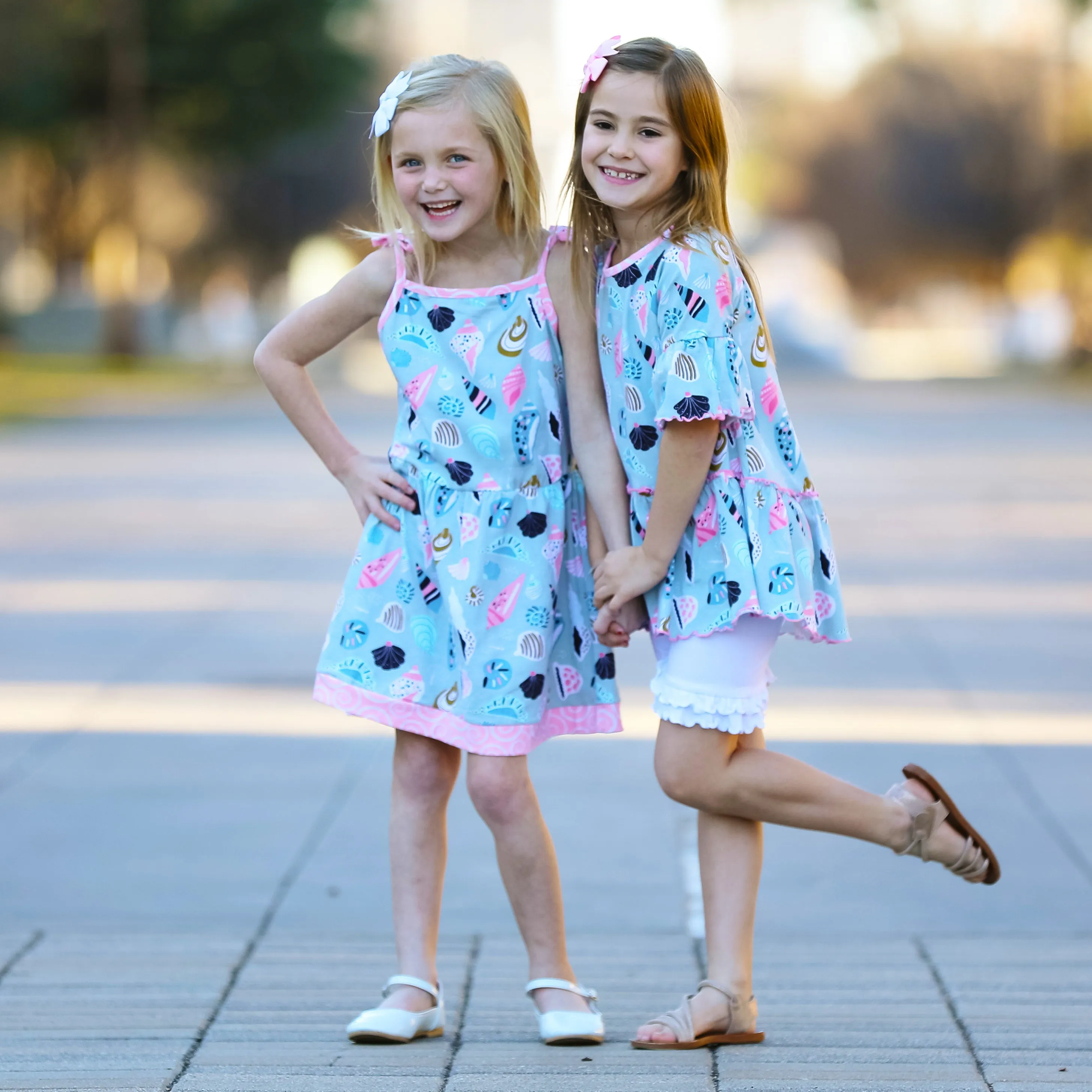 AnnLoren Little & Big Girls Seashells Spaghetti Straps Cotton Knit Summer Beach Dress