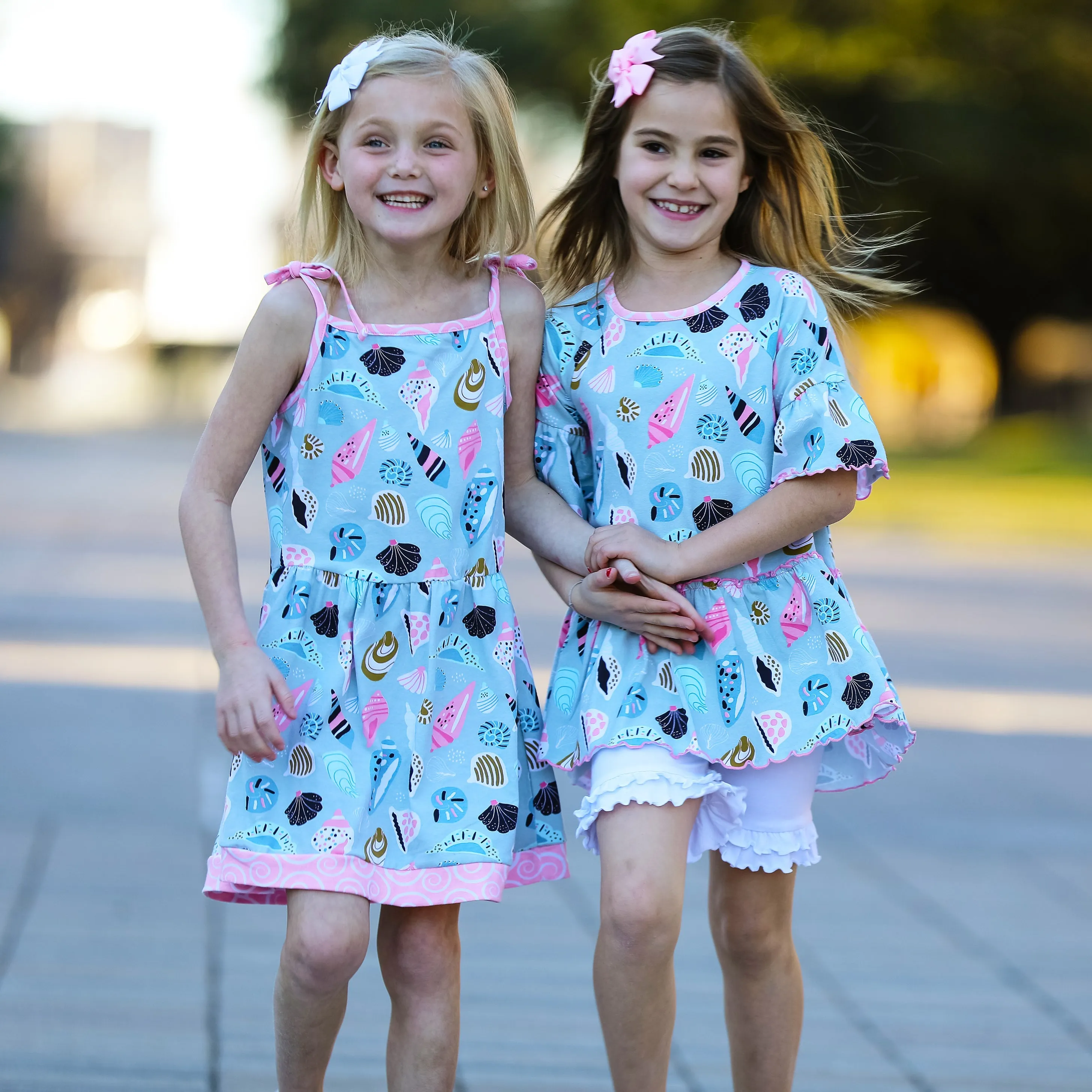 AnnLoren Little & Big Girls Seashells Spaghetti Straps Cotton Knit Summer Beach Dress
