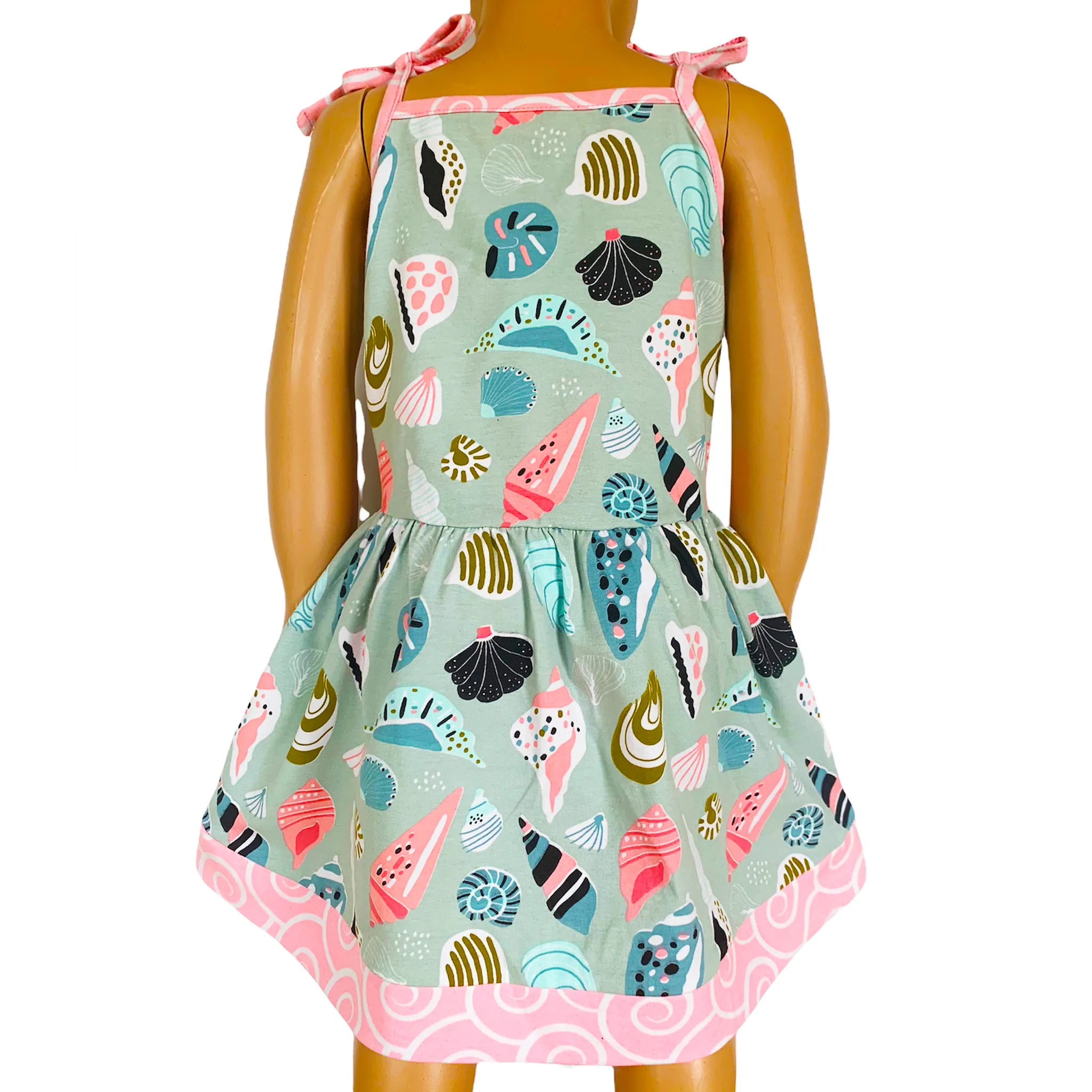 AnnLoren Little & Big Girls Seashells Spaghetti Straps Cotton Knit Summer Beach Dress