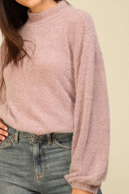 Another Day Mauve Fuzzy Sweater - SALE