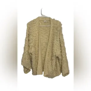 Anthropologie Akemi   Kim Kimono Shaggy Fringe Open Cream Cardigan Oversized
