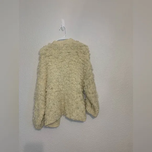 Anthropologie Akemi   Kim Kimono Shaggy Fringe Open Cream Cardigan Oversized