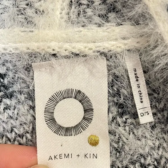 Anthropologie Akemi   Kin Sneak Print Long Fuzzy Sweater Duster Open Cardigan OS