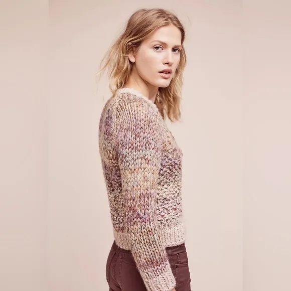 Anthropologie Aurora Zip Cardigan by Angel Of The North Wool Alpaca Blend Chunky